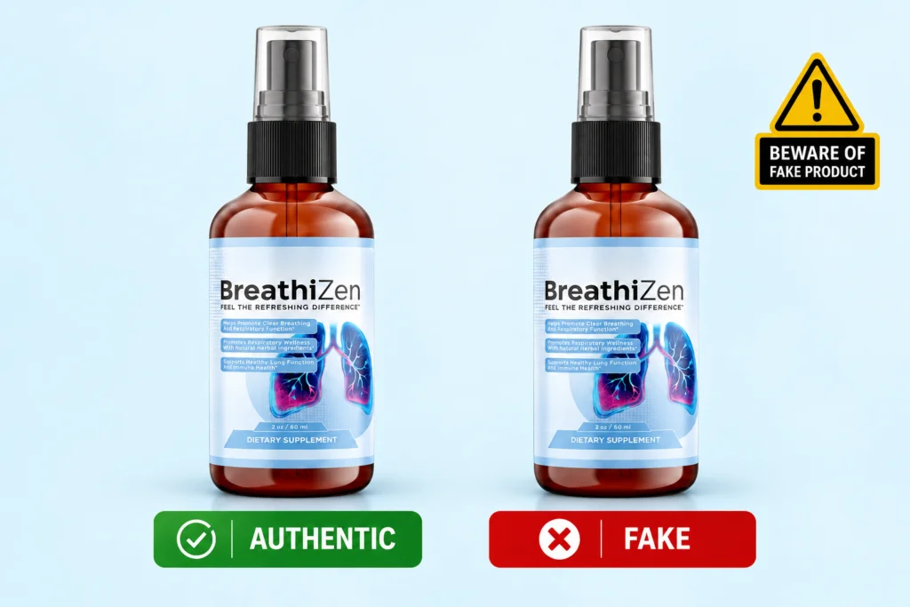 Authentic and fake Breathizen comparison